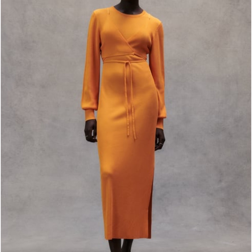 Zara orange knit midi